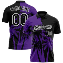 Загрузить изображение в средство просмотра галереи, Custom Black Purple-White Hawaii Tropical Coastal Palm Trees Performance Polo Shirt