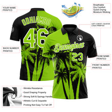 Load image into Gallery viewer, Custom Black Neon Green-White Hawaii Tropical Coastal Palm Trees Performance Polo Shirt