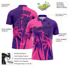 Load image into Gallery viewer, Custom Purple Pink-Black Hawaii Tropical Coastal Palm Trees Performance Polo Shirt
