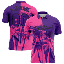 Load image into Gallery viewer, Custom Purple Pink-Black Hawaii Tropical Coastal Palm Trees Performance Polo Shirt