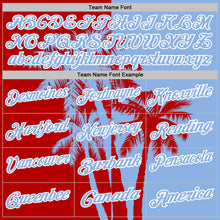 Load image into Gallery viewer, Custom Light Blue Red-White Hawaii Tropical Coastal Palm Trees Performance Polo Shirt