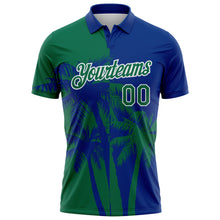 Загрузить изображение в средство просмотра галереи, Custom Royal Kelly Green-White Hawaii Tropical Coastal Palm Trees Performance Polo Shirt