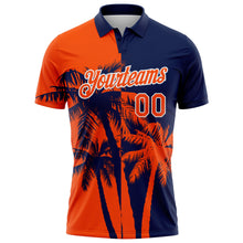 Laden Sie das Bild in den Galerie-Viewer, Custom Navy Orange-White Hawaii Tropical Coastal Palm Trees Performance Polo Shirt