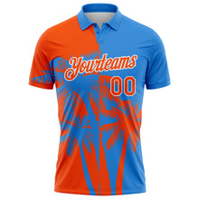 Load image into Gallery viewer, Custom Powder Blue Orange-White Hawaii Tropical Coastal Palm Trees Performance Polo Shirt