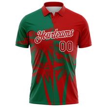 Load image into Gallery viewer, Custom Red Kelly Green-White Hawaii Tropical Coastal Palm Trees Performance Polo Shirt