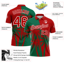 Load image into Gallery viewer, Custom Red Kelly Green-White Hawaii Tropical Coastal Palm Trees Performance Polo Shirt