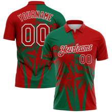 Load image into Gallery viewer, Custom Red Kelly Green-White Hawaii Tropical Coastal Palm Trees Performance Polo Shirt