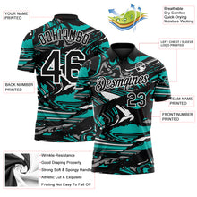 Load image into Gallery viewer, Custom Black Aqua Gray-White 3D Pattern Abstract Fluid Marble Performance Polo Shirt