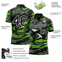 Load image into Gallery viewer, Custom Black Aurora Green Gray-White 3D Pattern Abstract Fluid Marble Performance Polo Shirt