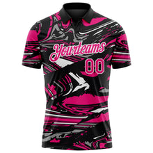Загрузить изображение в средство просмотра галереи, Custom Black Hot Pink Gray-White 3D Pattern Abstract Fluid Marble Performance Polo Shirt