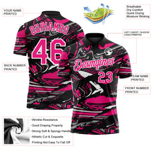 Загрузить изображение в средство просмотра галереи, Custom Black Hot Pink Gray-White 3D Pattern Abstract Fluid Marble Performance Polo Shirt