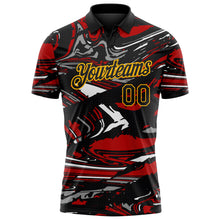 Загрузить изображение в средство просмотра галереи, Custom Black Red Gray-Gold 3D Pattern Abstract Fluid Marble Performance Polo Shirt