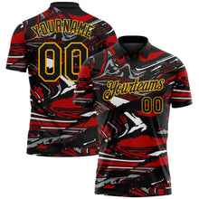 Загрузить изображение в средство просмотра галереи, Custom Black Red Gray-Gold 3D Pattern Abstract Fluid Marble Performance Polo Shirt