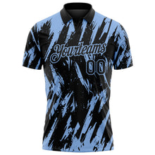 Загрузить изображение в средство просмотра галереи, Custom Black-Light Blue Torn Sharp Brush Stroke Splatter Performance Polo Shirt
