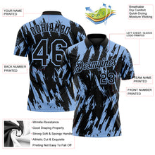 Загрузить изображение в средство просмотра галереи, Custom Black-Light Blue Torn Sharp Brush Stroke Splatter Performance Polo Shirt
