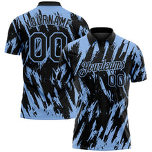 Загрузить изображение в средство просмотра галереи, Custom Black-Light Blue Torn Sharp Brush Stroke Splatter Performance Polo Shirt