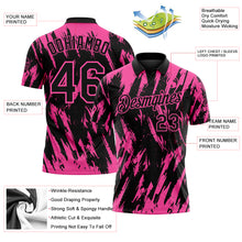 Laden Sie das Bild in den Galerie-Viewer, Custom Black-Pink Torn Sharp Brush Stroke Splatter Performance Polo Shirt