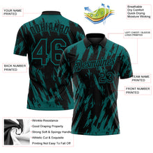 Load image into Gallery viewer, Custom Black-Teal Torn Sharp Brush Stroke Splatter Performance Polo Shirt