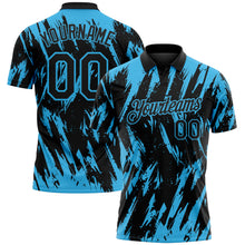 Загрузить изображение в средство просмотра галереи, Custom Black-Sky Blue Torn Sharp Brush Stroke Splatter Performance Polo Shirt