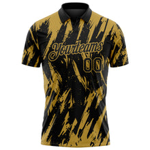 Charger l'image dans la galerie, Custom Black-Old Gold Torn Sharp Brush Stroke Splatter Performance Polo Shirt