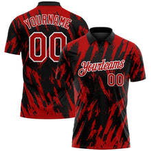 Загрузить изображение в средство просмотра галереи, Custom Black Red-White Torn Sharp Brush Stroke Splatter Performance Polo Shirt