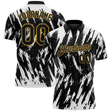 Load image into Gallery viewer, Custom Black White-Old Gold Torn Sharp Brush Stroke Splatter Performance Polo Shirt