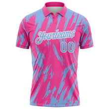 Загрузить изображение в средство просмотра галереи, Custom Pink Light Blue-White Torn Sharp Brush Stroke Splatter Performance Polo Shirt