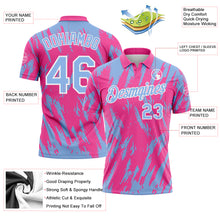 Загрузить изображение в средство просмотра галереи, Custom Pink Light Blue-White Torn Sharp Brush Stroke Splatter Performance Polo Shirt