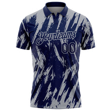 Laden Sie das Bild in den Galerie-Viewer, Custom Navy-Gray Torn Sharp Brush Stroke Splatter Performance Polo Shirt