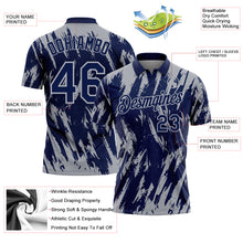 Laden Sie das Bild in den Galerie-Viewer, Custom Navy-Gray Torn Sharp Brush Stroke Splatter Performance Polo Shirt