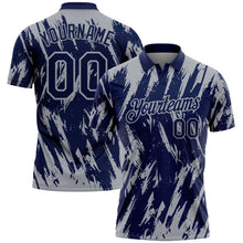Laden Sie das Bild in den Galerie-Viewer, Custom Navy-Gray Torn Sharp Brush Stroke Splatter Performance Polo Shirt