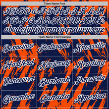 Laden Sie das Bild in den Galerie-Viewer, Custom Navy Orange-White Torn Sharp Brush Stroke Splatter Performance Polo Shirt