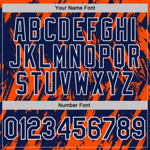 Laden Sie das Bild in den Galerie-Viewer, Custom Navy Orange-White Torn Sharp Brush Stroke Splatter Performance Polo Shirt