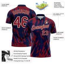 Load image into Gallery viewer, Custom Navy Crimson-City Cream Torn Sharp Brush Stroke Splatter Performance Polo Shirt