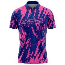 Load image into Gallery viewer, Custom Royal-Pink Torn Sharp Brush Stroke Splatter Performance Polo Shirt