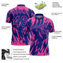 Load image into Gallery viewer, Custom Royal-Pink Torn Sharp Brush Stroke Splatter Performance Polo Shirt