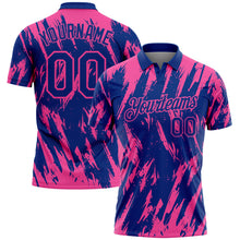 Load image into Gallery viewer, Custom Royal-Pink Torn Sharp Brush Stroke Splatter Performance Polo Shirt