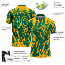 Загрузить изображение в средство просмотра галереи, Custom Kelly Green-Gold Torn Sharp Brush Stroke Splatter Performance Polo Shirt