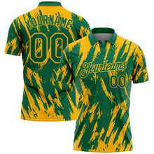 Загрузить изображение в средство просмотра галереи, Custom Kelly Green-Gold Torn Sharp Brush Stroke Splatter Performance Polo Shirt