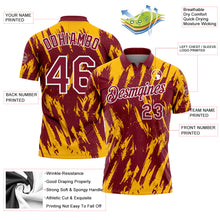 Load image into Gallery viewer, Custom Crimson Gold-White Torn Sharp Brush Stroke Splatter Performance Polo Shirt
