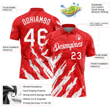 Laden Sie das Bild in den Galerie-Viewer, Custom Red-White Brush Stroke Splatter Liquid Swirl Performance Polo Shirt