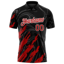 Загрузить изображение в средство просмотра галереи, Custom Black Red-White Brush Stroke Splatter Liquid Swirl Performance Polo Shirt