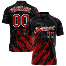 Загрузить изображение в средство просмотра галереи, Custom Black Red-White Brush Stroke Splatter Liquid Swirl Performance Polo Shirt