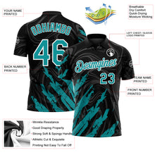 Загрузить изображение в средство просмотра галереи, Custom Black Teal-White Brush Stroke Splatter Liquid Swirl Performance Polo Shirt