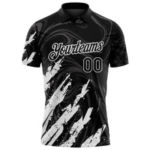 Load image into Gallery viewer, Custom Black-White Brush Stroke Splatter Liquid Swirl Performance Polo Shirt