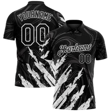 Load image into Gallery viewer, Custom Black-White Brush Stroke Splatter Liquid Swirl Performance Polo Shirt