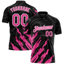 Charger l'image dans la galerie, Custom Black Pink-White Brush Stroke Splatter Liquid Swirl Performance Polo Shirt