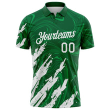 Laden Sie das Bild in den Galerie-Viewer, Custom Kelly Green-White Brush Stroke Splatter Liquid Swirl Performance Polo Shirt