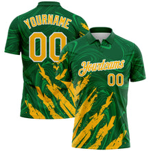 Загрузить изображение в средство просмотра галереи, Custom Kelly Green Gold-White Brush Stroke Splatter Liquid Swirl Performance Polo Shirt