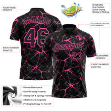 Load image into Gallery viewer, Custom Black-Pink 3D Pattern Abstract Network Crackle Performance Polo Shirt